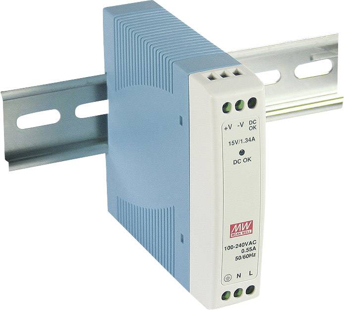 Zasilacz na szynę DIN MEAN WELL MDR-10-15, 15 V/DC, 0.67 A, 10 W - obrazek 1