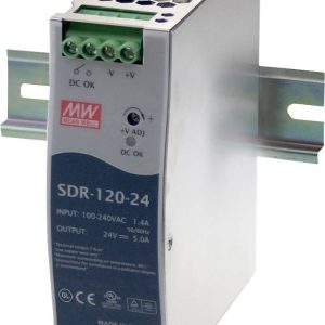 Zasilacz na szynę DIN MEAN WELL SDR-120-48, 48 V/DC, 2.5 A, 120 W Zasilacz na szynę DIN MEAN WELL SDR-120-48, 48 V/DC, 2.5 A, 120 W