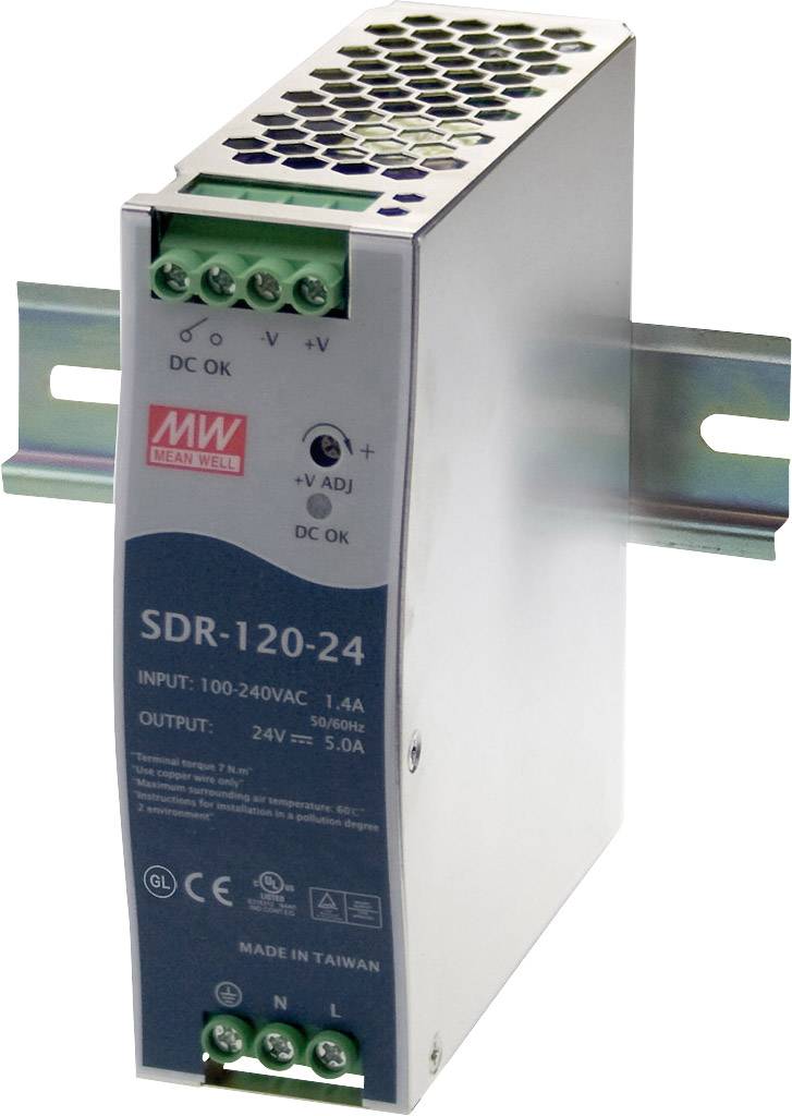 Zasilacz na szynę DIN MEAN WELL SDR-120-48, 48 V/DC, 2.5 A, 120 W - obrazek 1