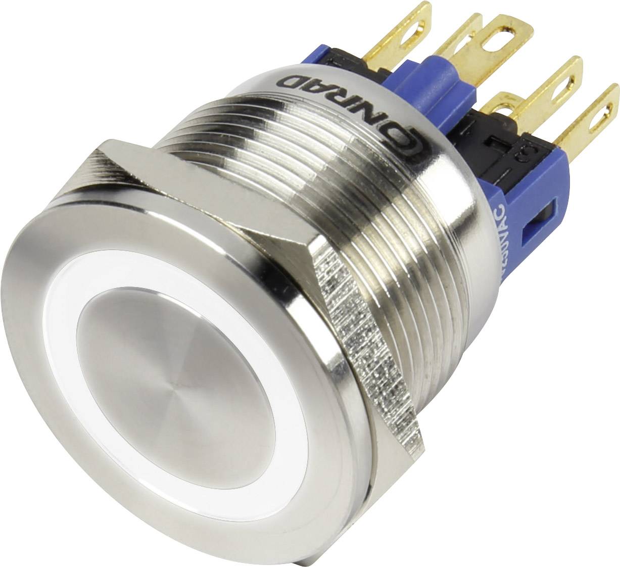 Przycisk wandaloodporny chwilowy TRU COMPONENTS GQ22S-11E/W/12V, 1 x wył/(wł), IP65, 1 szt. - obrazek 1