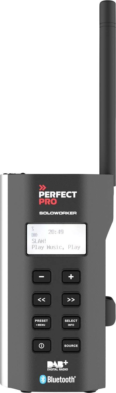 Radio na budowę PerfectPro SOLOWORKER DAB+, fale metrowe (VHF) wstrząsoodporny czarny - obrazek 1