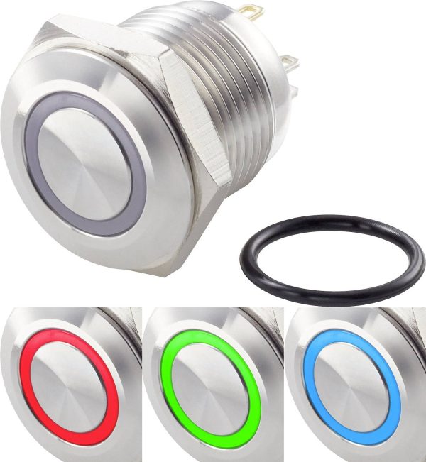 TRU COMPONENTS TC-7494612 Przycisk wandaloodporny TC-GQ16F-10E/41RGB/, 16 mm, 48 V/DC, 2 A, 1 szt.