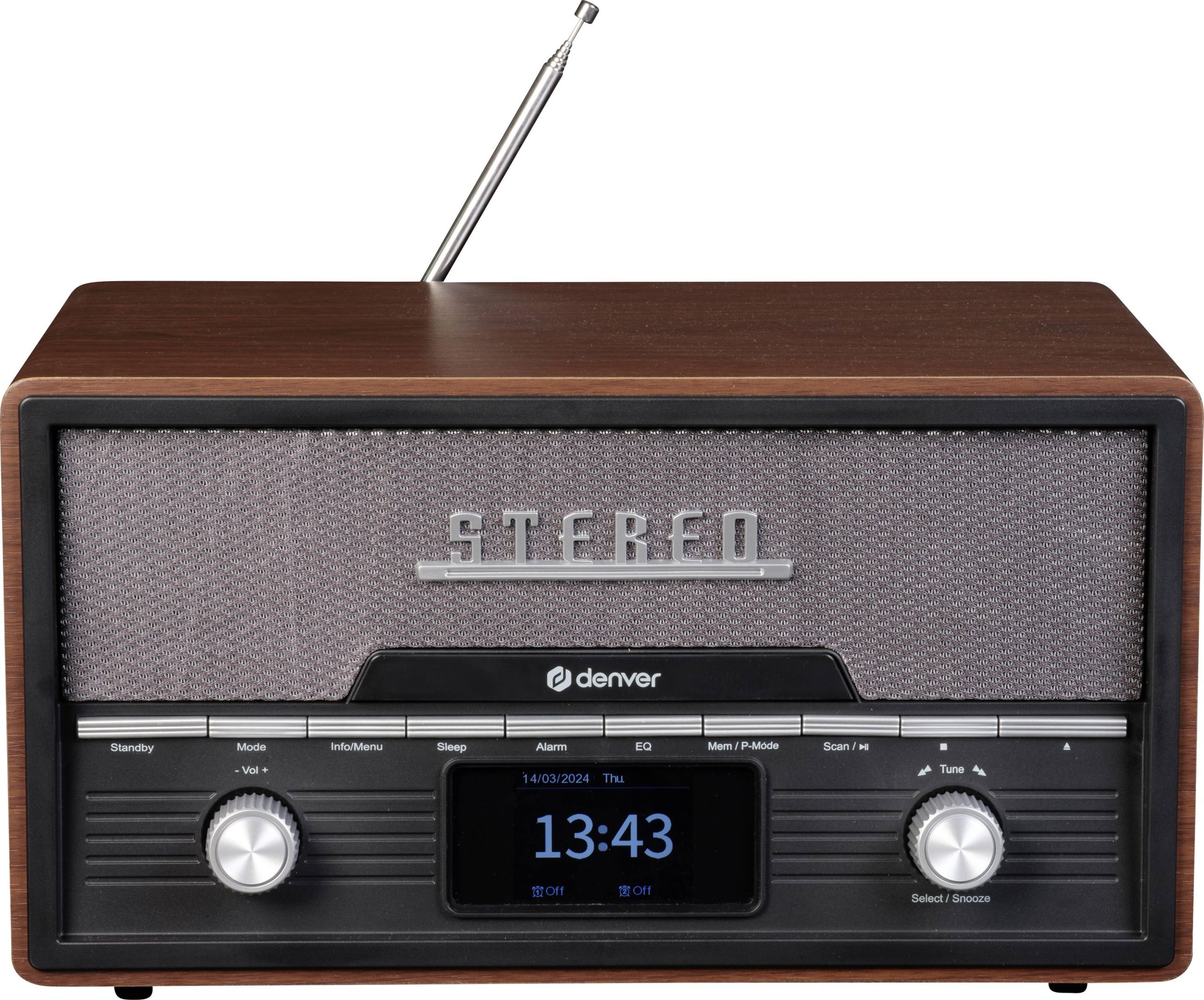 Radio Denver MDA-525DW DARK WOOD DAB+, fale metrowe (VHF) drewno brązowe (matowe, satynowe) - obrazek 1