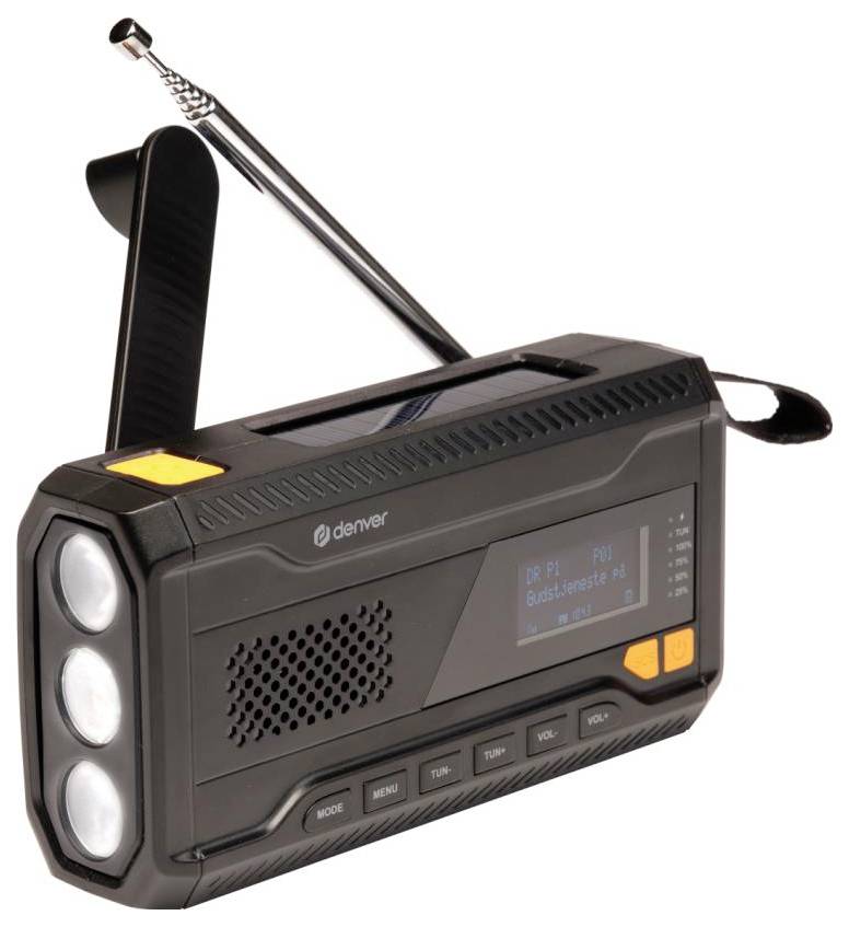 Radiotelefon alarmowy Denver SCD-2033 DAB+, fale metrowe (VHF) funkcja ładowania akumulatora, korba ręczna, wielokrotne - obrazek 1