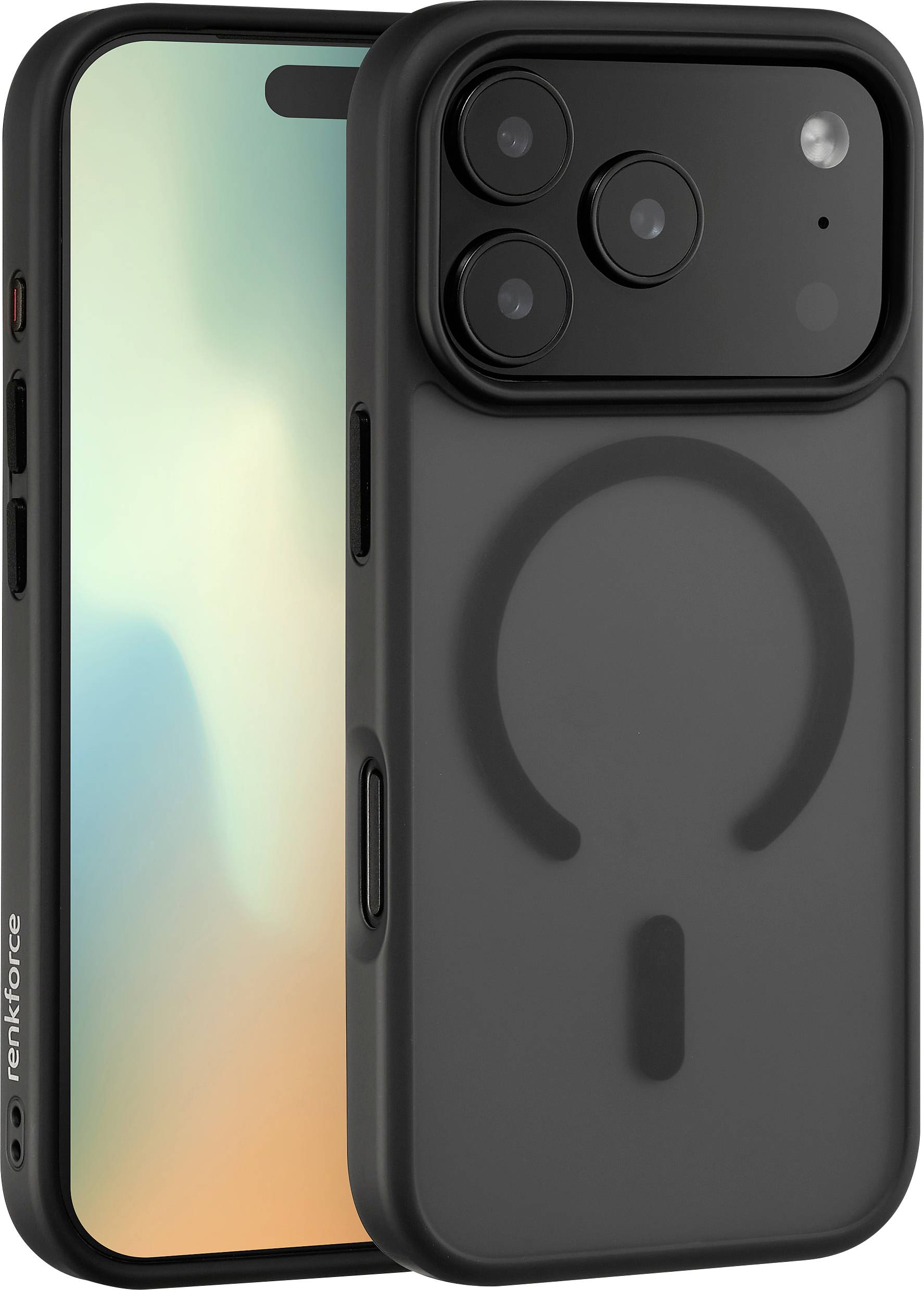 Renkforce RF-6830726 Futerał backcase Apple iPhone 17 Pro czarny, przeźroczysty Kompatybilny z MagSafe, Ładowarka indukc - obrazek 1