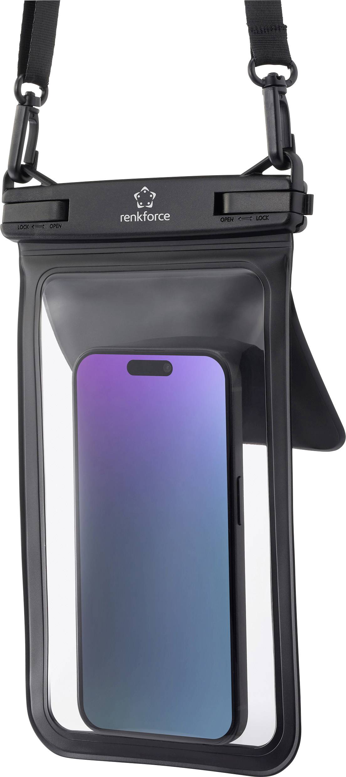 Renkforce Wasserdichte Smartphone Hülle Obudowa outdoorowa uniwersalny Universal Czarny, przeźroczysty Wodoszczelna, Pył - obrazek 1