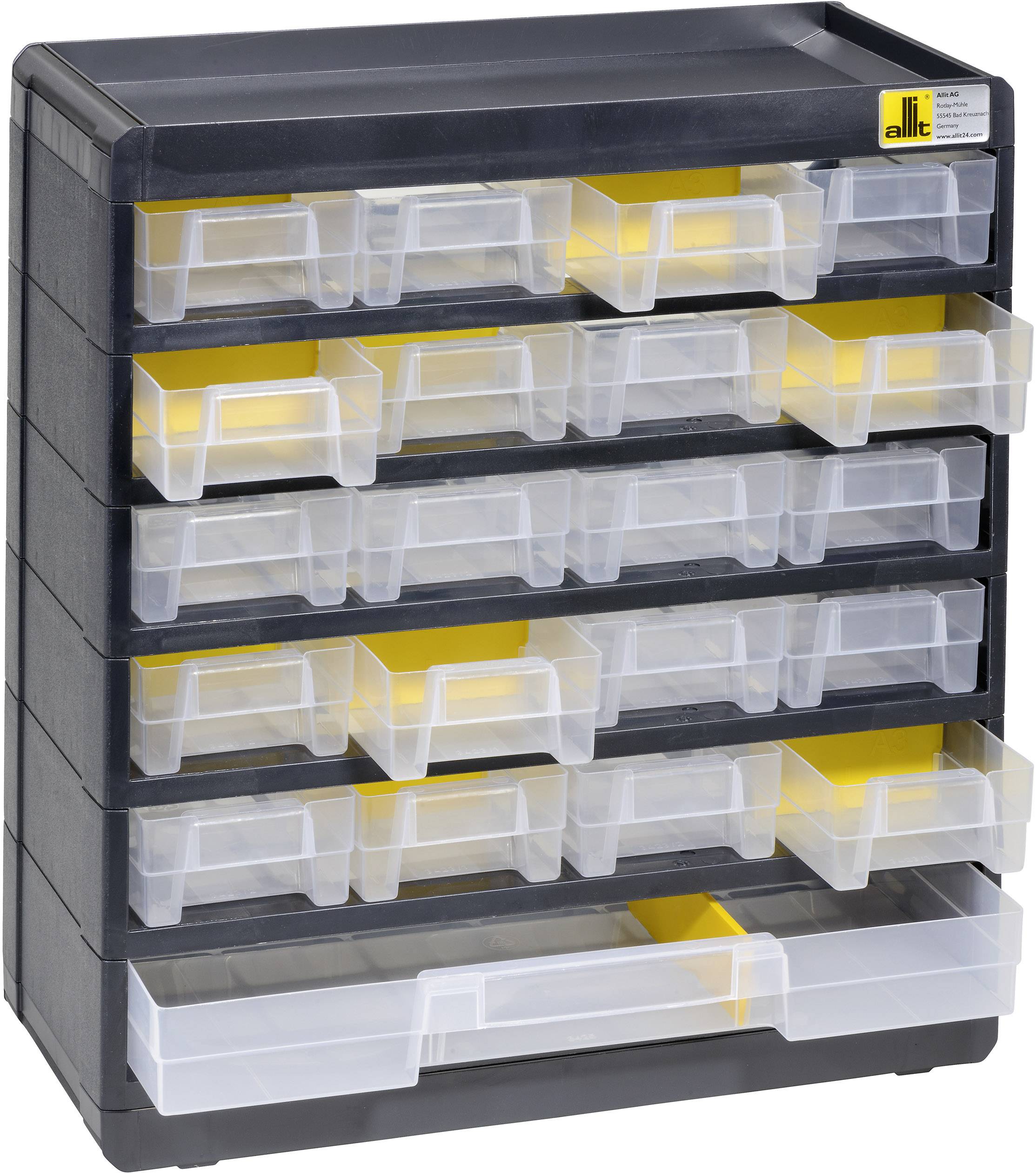 Allit 458090 Szafka z pudełkami VarioPlus Basic 32 (S x W x G) 300 x 335 x 135 mm czarny, żółty 1 szt. - obrazek 1