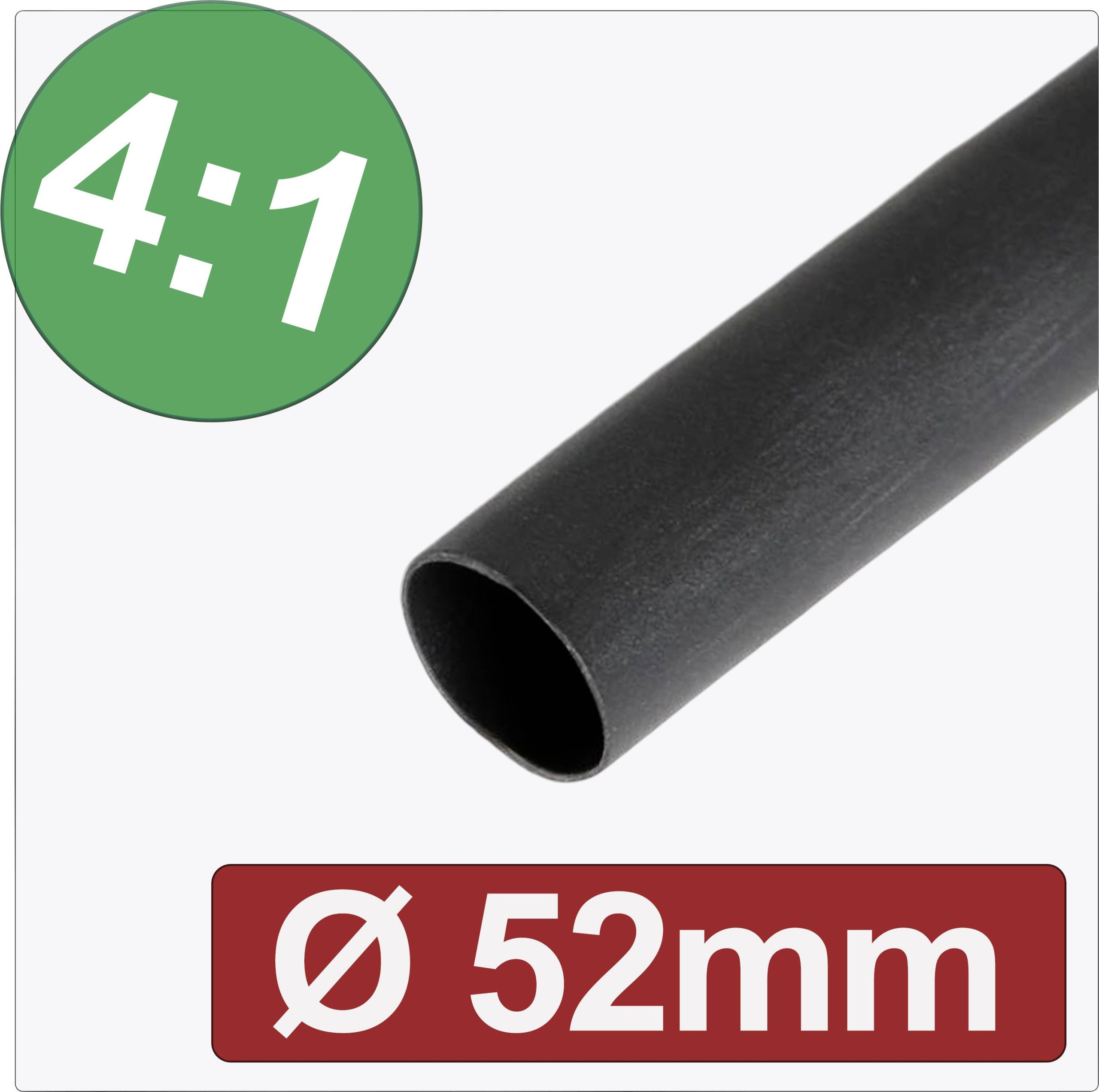 Quadrios 24CA305 Rurka termokurczliwa z klejem czarny 52 mm 13 mm Współczynnik skurczu:4:1 Produkty w metrach bieżących - obrazek 1