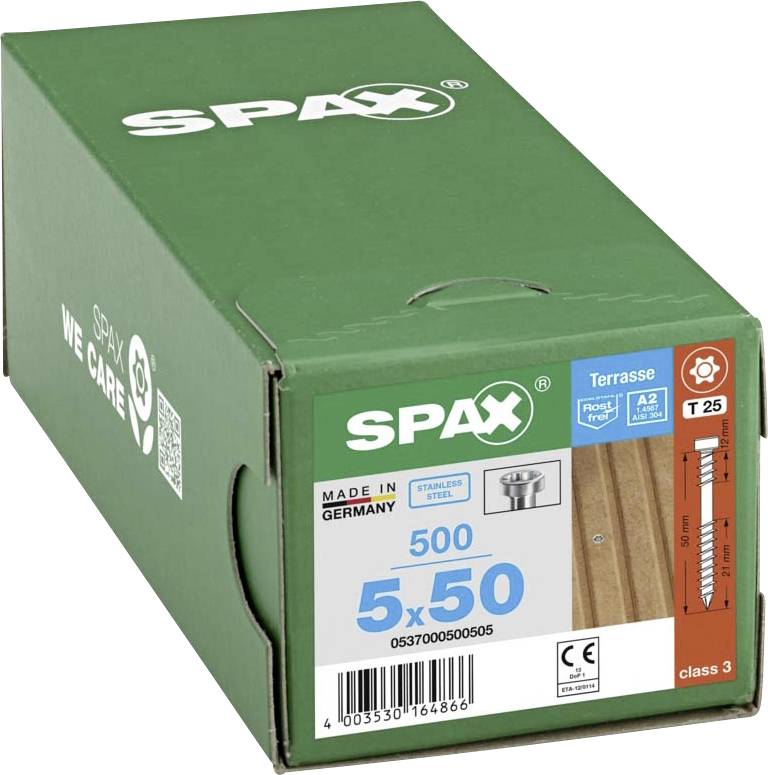 SPAX 0537000500505 Wkręt do drewna 5 mm 50 mm T-STAR plus stal nierdzewna A2 500 szt. - obrazek 1