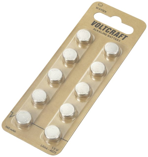 Ogniwo guzikowe LR 44 VOLTCRAFT AG13 10 szt. 140 mAh alkaliczno-manganowe