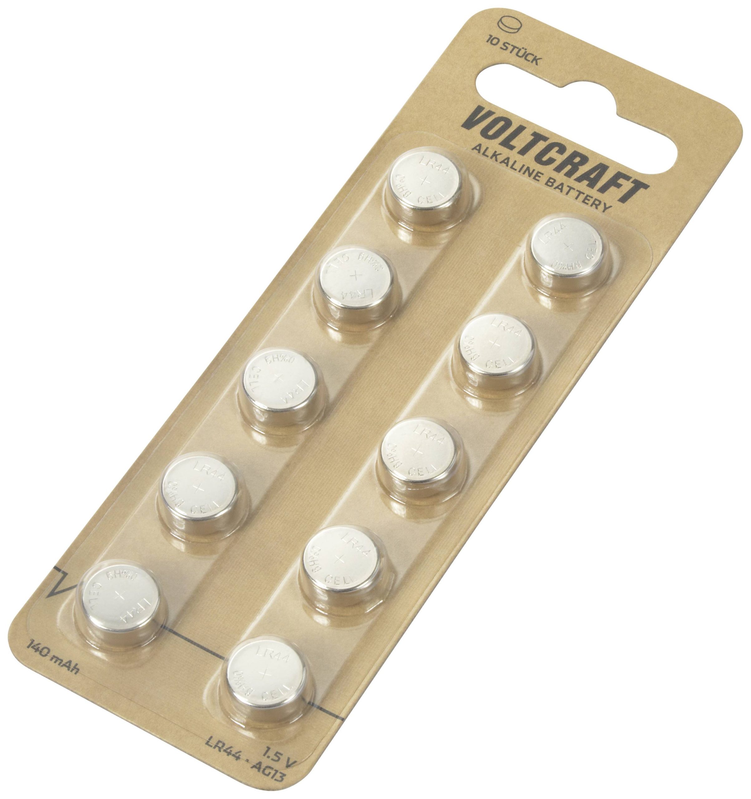 Ogniwo guzikowe LR 44 VOLTCRAFT AG13 10 szt. 140 mAh alkaliczno-manganowe - obrazek 1