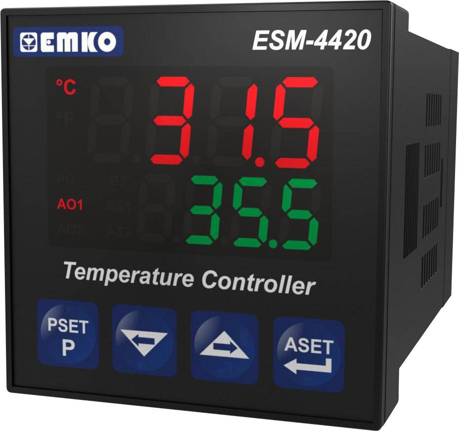 Termostat Emko ESM-4420 J, K, R, S, T, Pt100 -200 do 1700 °C Przekaźnik 5 A, SSR (D x S x W) 95 x 48 x 48 mm - obrazek 1