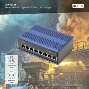 Digitus DN-651121 Switch przemysłowy Ethernet 10 / 100 / 1000 MBit/s IEEE 802.3af (12.95 W), IEEE 802.3at (25.5 W)