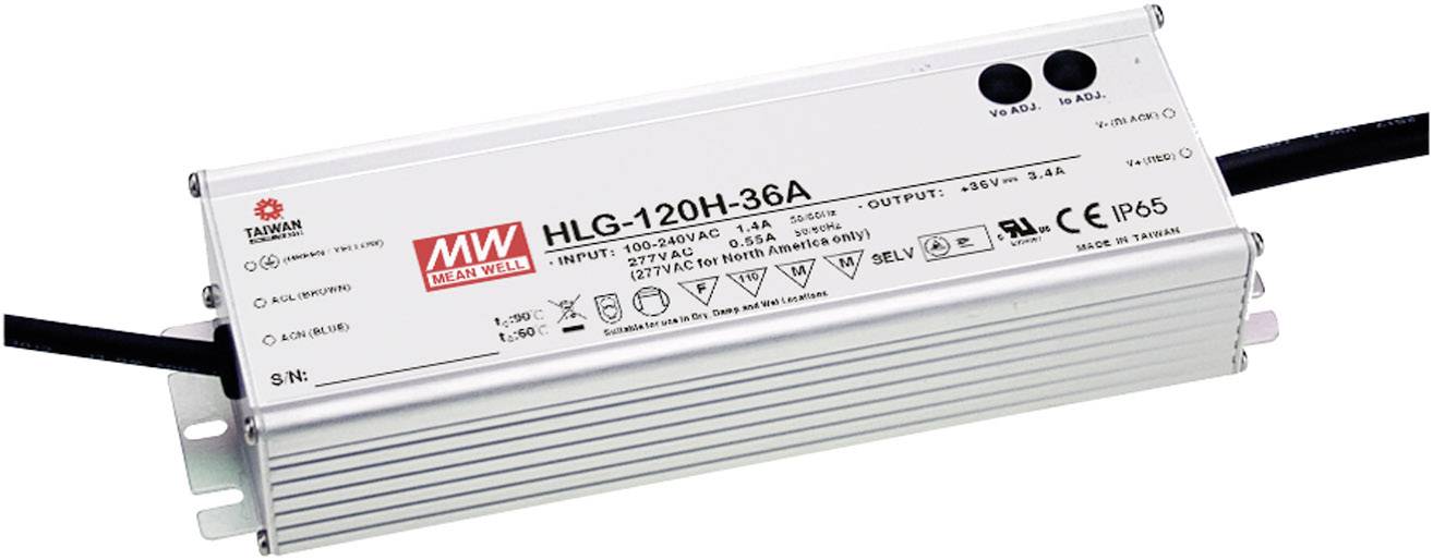 MEAN WELL HLG-120H-C700A Sterownik LED, Transformator LED Stałonaprądowy 150 W 0.7 A 107 - 215 V/DC Układ PFC, Zabezpiec - obrazek 1