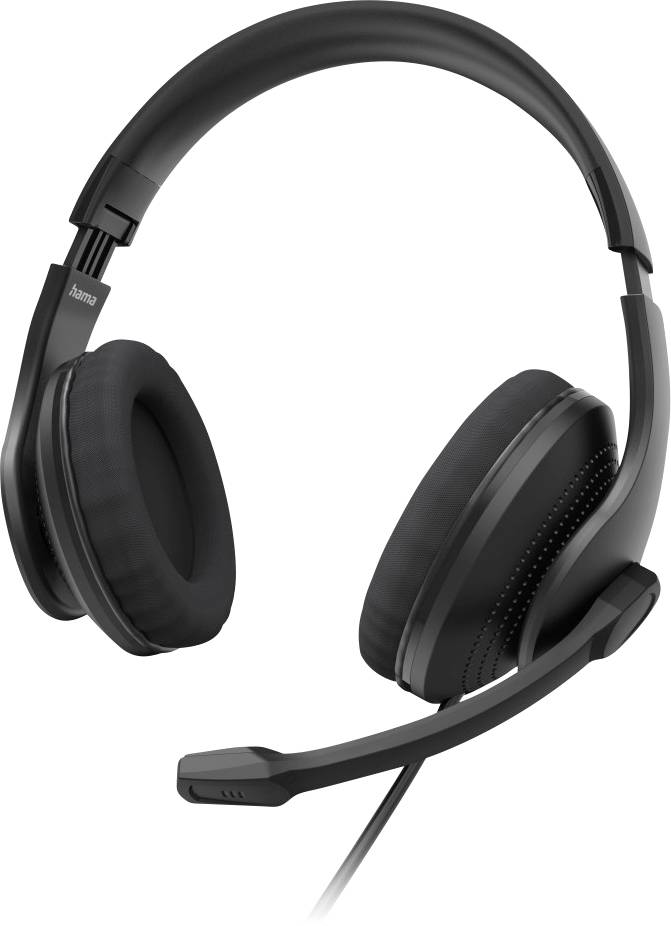 Hama Słuchawki nauszne przewód stereo czarny regulacja głośności Komputer - obrazek 1