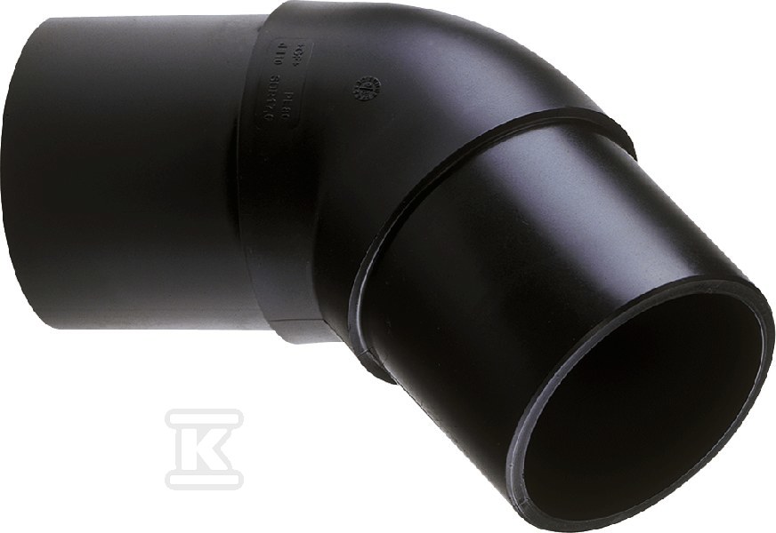Kolano doczołowe długie 45ST. d75 PE100, SDR11, PN10 gaz/PN16 woda 753151012 - obrazek 1